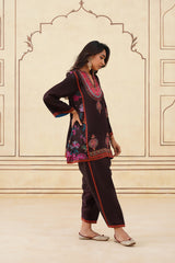 Meher Chocolate Contrast Printed Set-Inching India