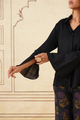 Meher Black Shirt with Brocade Pants-Inching India