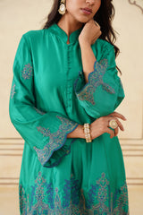 Meher Emerald Green Embroidered Set with Dupatta