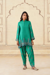 Meher Emerald Green Embroidered Set with Dupatta
