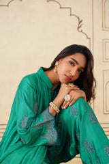 Meher Emerald Green Embroidered Set with Dupatta