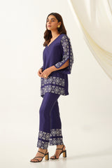 Contrast Navy Blue Co-ord Set