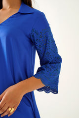 Royal Blue Embroidered Co-ord Set for women