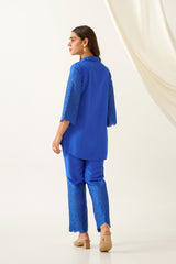 Royal Blue Embroidered Co-ord Set for women