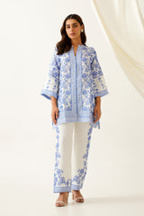 Blue Printed Linen Set