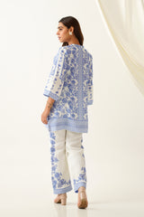 Blue Printed Linen Set
