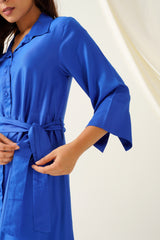 Royal Blue Embroidered Dress for women online-inching india