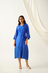 Royal Blue Embroidered Dress for women online-inching india