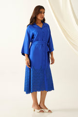 Royal Blue Embroidered Dress for women online-inching india