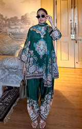 Ziya Emerald Print Hand-Embellished Set