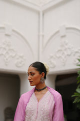 Light Pink Hand Embroidered Sharara suit Set- Inchingindia