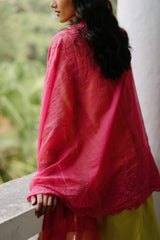 Green Suit Set with Pink Dupatta For Women's