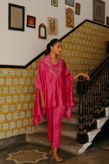 Beautiful Pink Embroidered Cape Set For Women