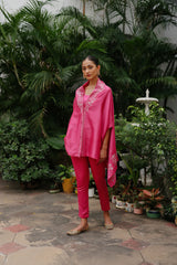 Beautiful Pink Embroidered Cape Set For Women