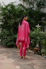 Beautiful Pink Embroidered Cape Set For Women