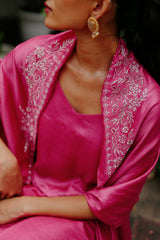 Beautiful Pink Embroidered Cape Set For Women