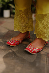 Green Suit Set with Pink Dupatta For Women's