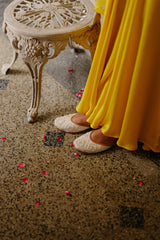 Yellow Organza Cape Set with Sharara for Women