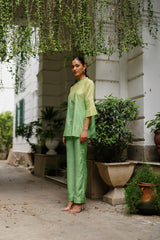 Ombre Green Block Print Coord- Inchingindia