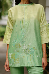 Ombre Green Block Print Coord- Inchingindia