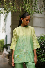 Ombre Green Block Print Coord- Inchingindia