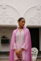 Light Pink Hand Embroidered Sharara suit Set- Inchingindia