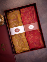 Red and Mustard Paisley Modal Stole His and Her Gift Set