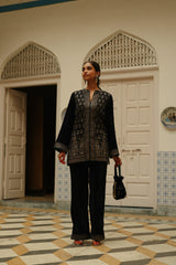 Velvet Co-ord Set -Navy Blue Crush Velvet Outfit | Parv Collection