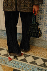 Velvet Co-ord Set -Navy Blue Crush Velvet Outfit | Parv Collection