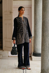 Velvet Co-ord Set -Navy Blue Crush Velvet Outfit | Parv Collection