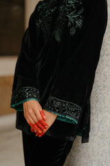 Black Co-ord Set -Black Velvet Outfit | Parv Collection