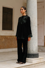 Black Co-ord Set -Black Velvet Outfit | Parv Collection