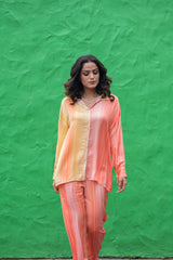 Peach Pastel Ombre Co-Ord Set for women- inching india