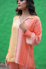 Peach Pastel Ombre Co-Ord Set for women- inching india