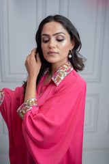 Pink Blossom Embroidered Co-Ord Set For Women