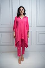 Pink Blossom Embroidered Co-Ord Set For Women