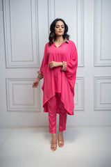 Pink Blossom Embroidered Co-Ord Set For Women