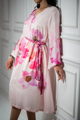 Pink Floral Printed Dress for women- inching India