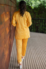 Yellow Floral Chanderi Ethnic Co-ord Set