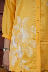 Yellow Floral Chanderi Ethnic Co-ord Set