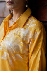 Yellow Floral Chanderi Ethnic Co-ord Set