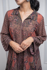 Rust Printed Co-ord Set for Women - inching india