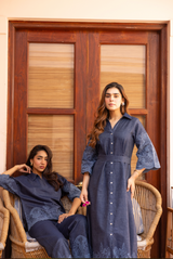 Ziya Denim Cutwork Embroidered Dress