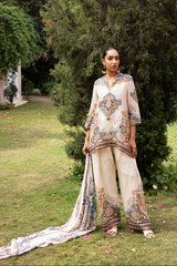 Ziya Ivory Mughal Print Hand-Embellished Farshi Set