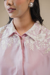 Light Pink Floral Embroidered Co-ord Set- Inchingindia