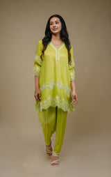 Seher Flowy Lime Embroidered Suit Set