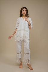 Seher Cream 3D Cutwork Set