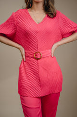 Hot Pink Pleated Set