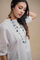 Milky White Top with Floral Printed Pant