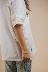 Milky White Top with Floral Printed Pant